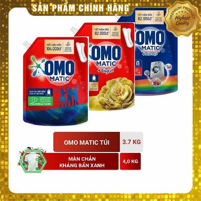 Nước giặt OMO Matic 4kg va 3,7kg (Túi)