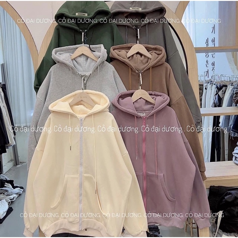 ÁO NỈ HOODIE chữ ESSENTIALS mũ 2 lớp dáng rộng Mao Mao Boutique