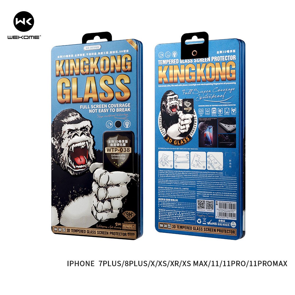 Kính Cường Lực iphone KingKong Full Màn Chống Vỡ Viền cho 8Plus/X/Xs Max/11 Pro Max/12 Pro Max/13/13 Pro/13 Pro Max