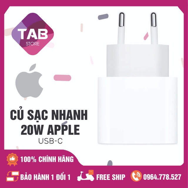 Củ Sạc Nhanh 20w Chính Hãng Apple - Bảo Hành 12 Tháng