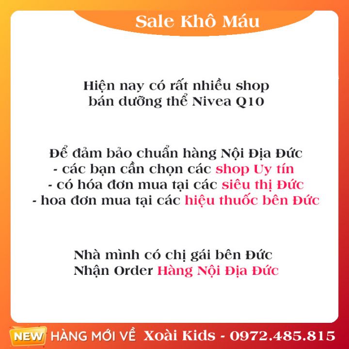 Dưỡng thể Nivea Q10+Vitamin C giúp trắng da, chống lão hoá của Đức- Nội địa Đức Đủ Bill