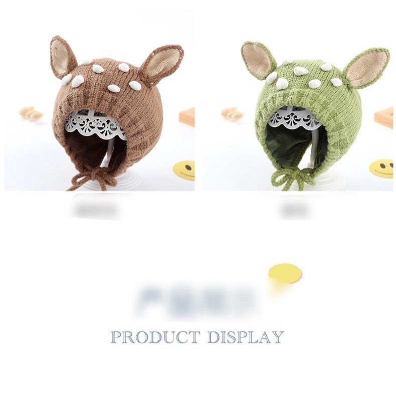 Mũ len tai Nai đáng yêu cho bé có lót 1 lớp cotton mềm, co giãn tốt có dây buộc (5-24 tháng)