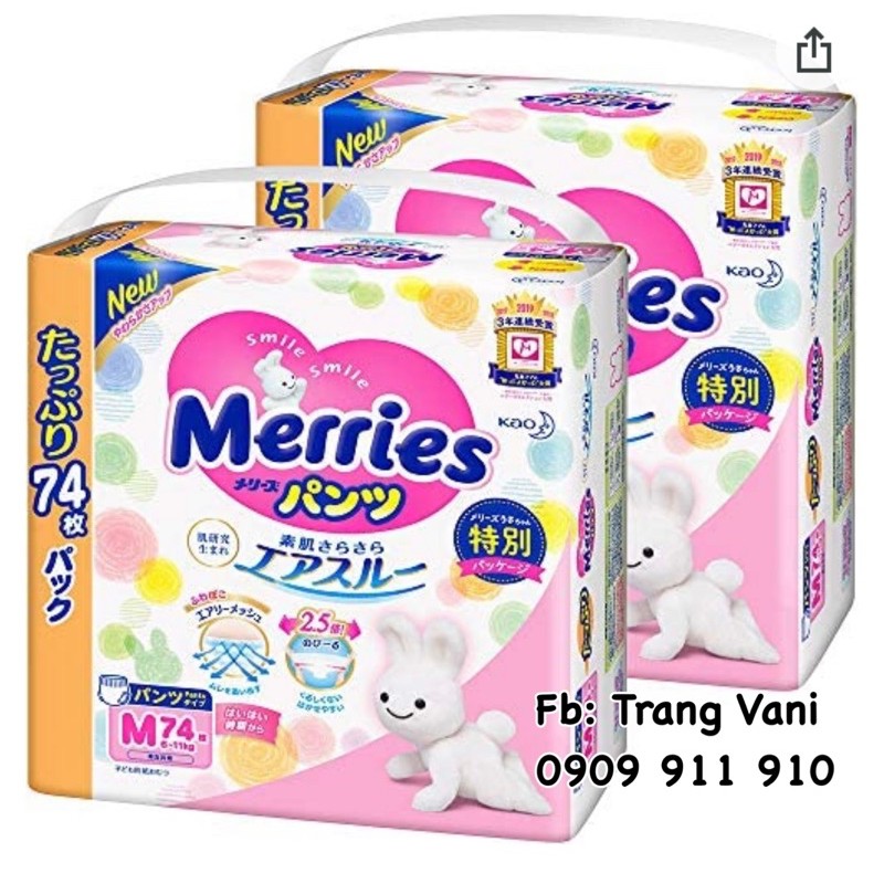 [Cộng Miếng - Jumbo] Tã Bỉm Dán/Quần Merries Nội Địa size NB96/S88/M68