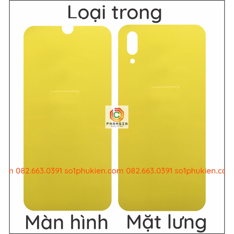 Dán PPF Huawei Y7 PRO 2019 màn hình, mặt lưng, full lưng viền siêu bảo vệ