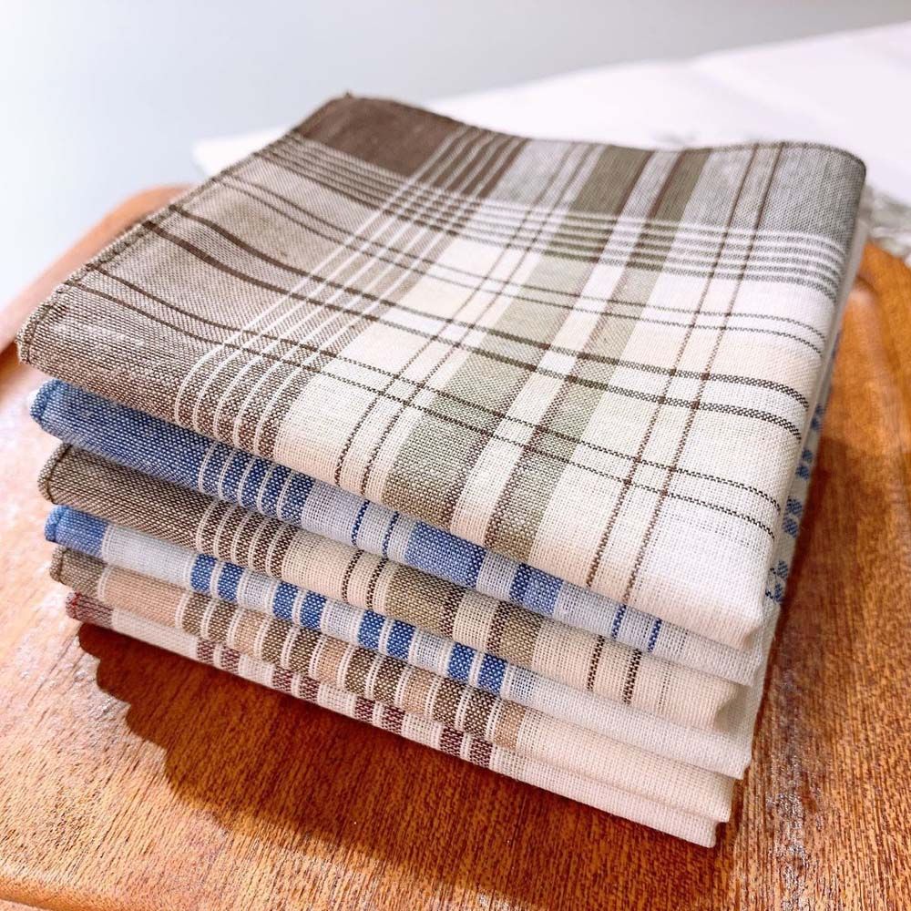 Khăn tay cotton vuông họa tiết sọc caro phong cách cổ điển cho nam