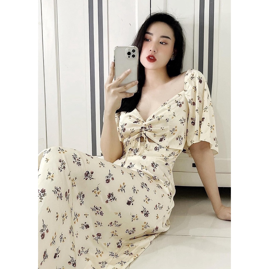 Đầm maxi, váy maxi hoa cắt eo rút ngực | BigBuy360 - bigbuy360.vn
