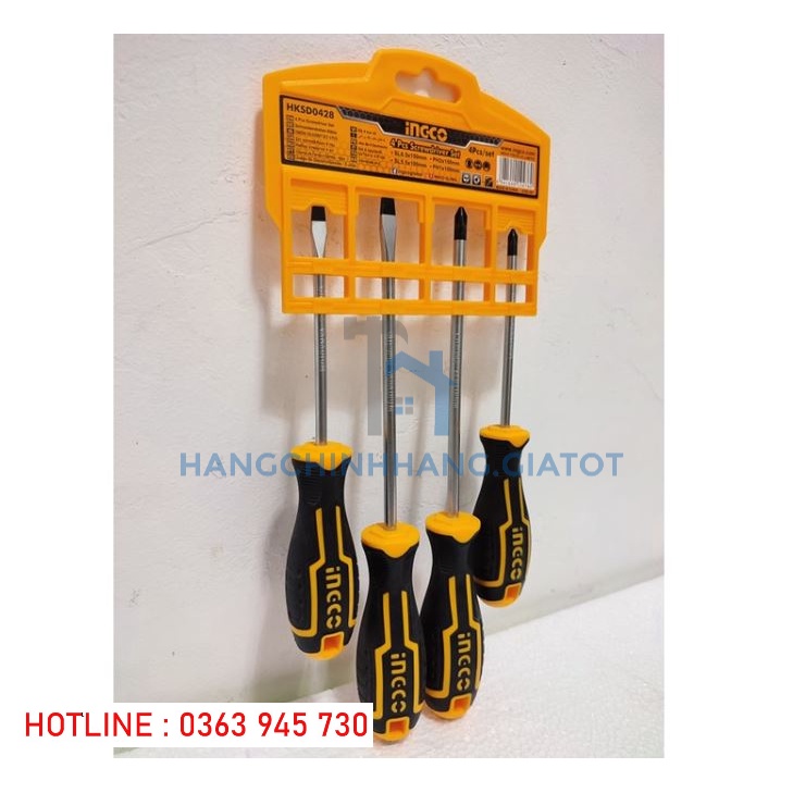 ĐỒ NGHỀ INGCO Bộ 4 tua vít dẹp & bake HKSD0428