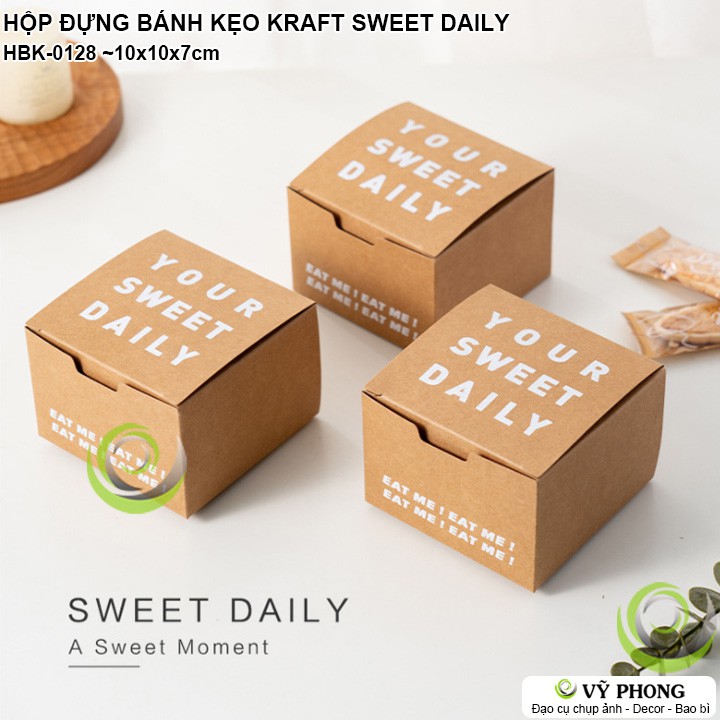 HỘP GIẤY CRAFT ĐỰNG BÁNH KẸO QUÀ TẶNG CÁC DỊP LỄ TẾT SINH NHẬT YOUR SWEET DAILY PHONG CÁCH ĐƠN GIẢN HBK-0128