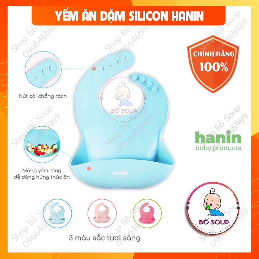 Yếm ăn dặm cho bé chính hãng Hanin chất liệu silicon mềm mại Shop Bố Soup