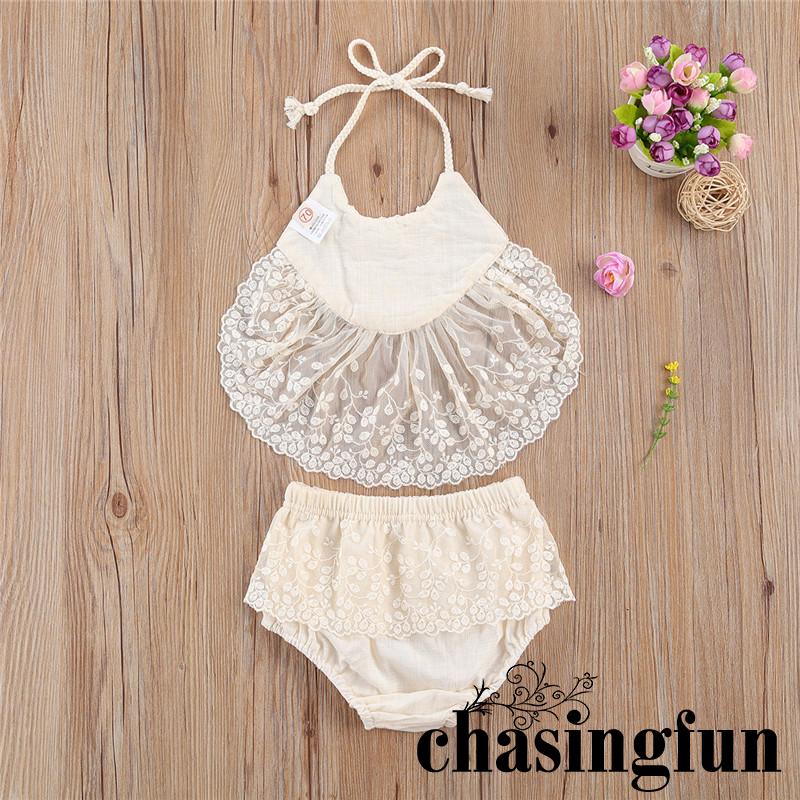 Set Áo Croptop Sát Nách + Quần Ngắn Cho Bé Gái 0-24 Tháng Tuổi