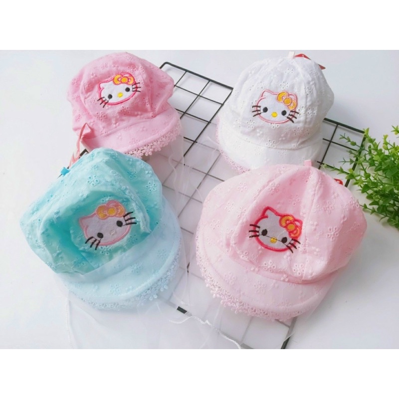 Nón kèm khăn voan cho bé sơ sinh che nắng, che bụi