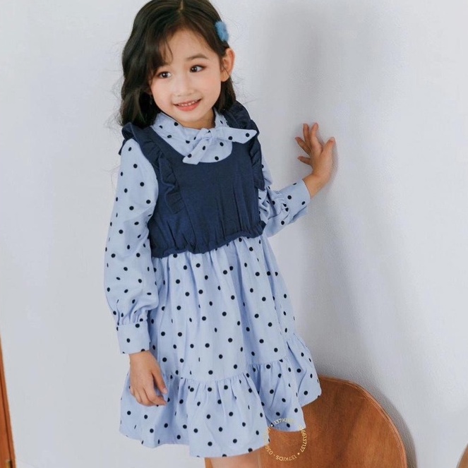 Váy dài tay chấm bi 137KIDS chất cotton thấm hút mồ hôi cho bé gái
