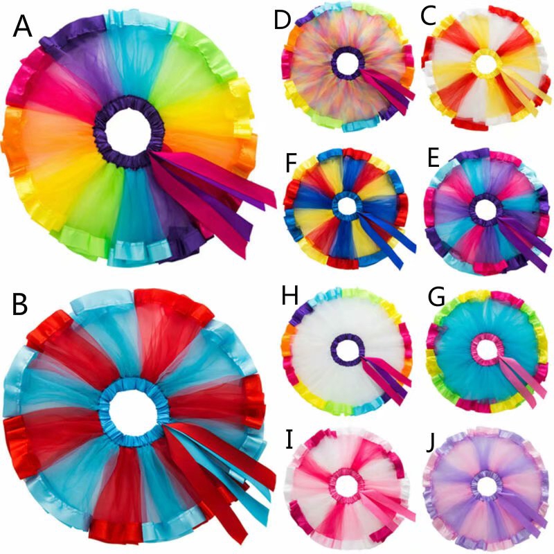 Chân váy xòe bảy sắc cầu vồng cho bé