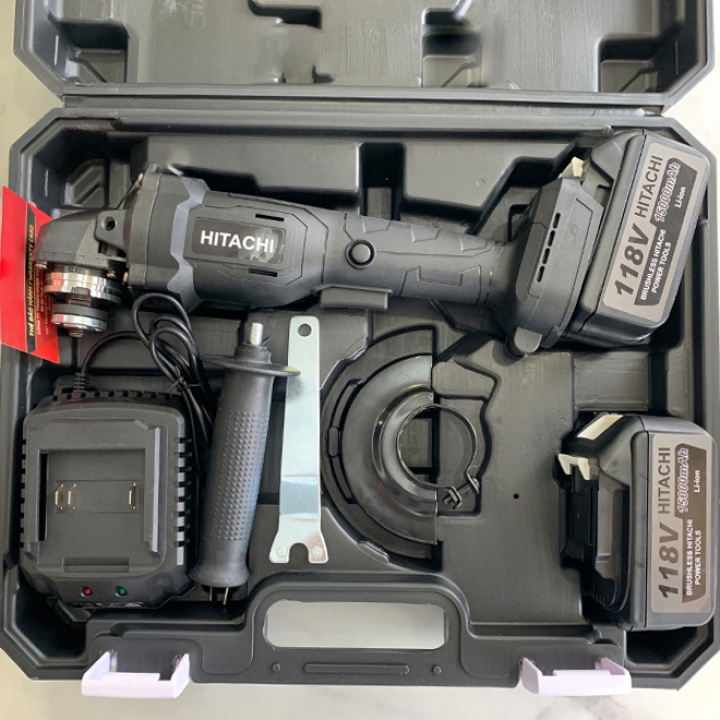 Máy mài cầm tay dùng pin HITACHI 118V , Máy mài góc 2 pin không chổi than, lõi đồng