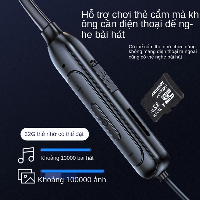 ✣ↂ┋tai nghe thể thao bluetooth chuyên dành tập dục gaming [Bài hát cài sẵn] Treo cổ thẻ đa năng