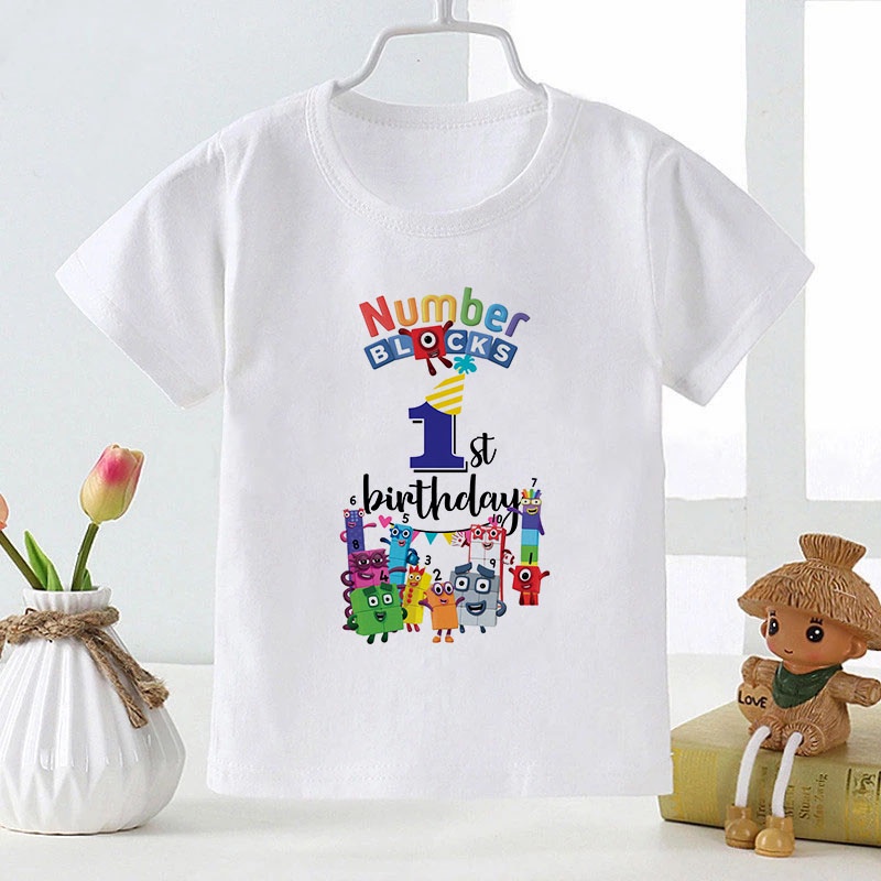Áo thun bé trai và bé gái in hình Numberblock Happy Birthday bé siêu cute, chất liệu cotton thoáng mát SSSHOP