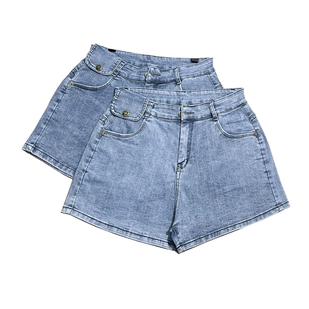 Quần short jean nữ BigSize lưng cao, co dãn mạnh, có túi nắp nhỏ phom ống rộng đang hot trend 3818 molijean