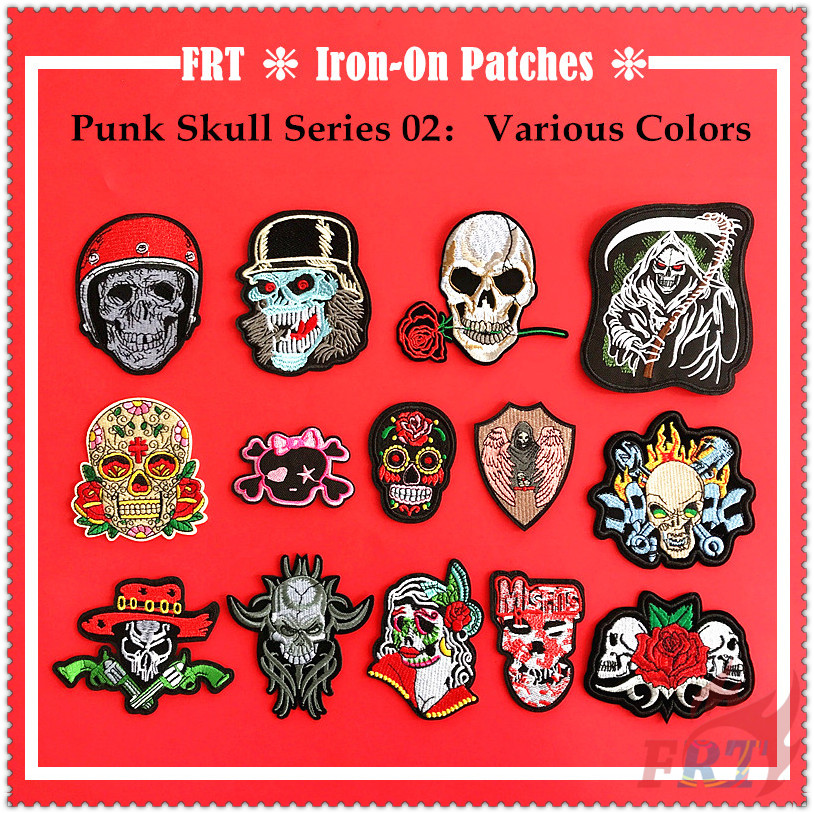 Miếng dán ủi trang trí quần áo thêu họa tiết bộ xương phong cách hiphop DIY