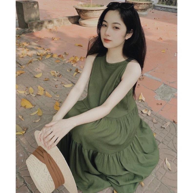 [NEW] áy kiểu nữ đi biển Váy maxi đũi mềm cổ yếm dáng babydoll xòe tầng cực xinh