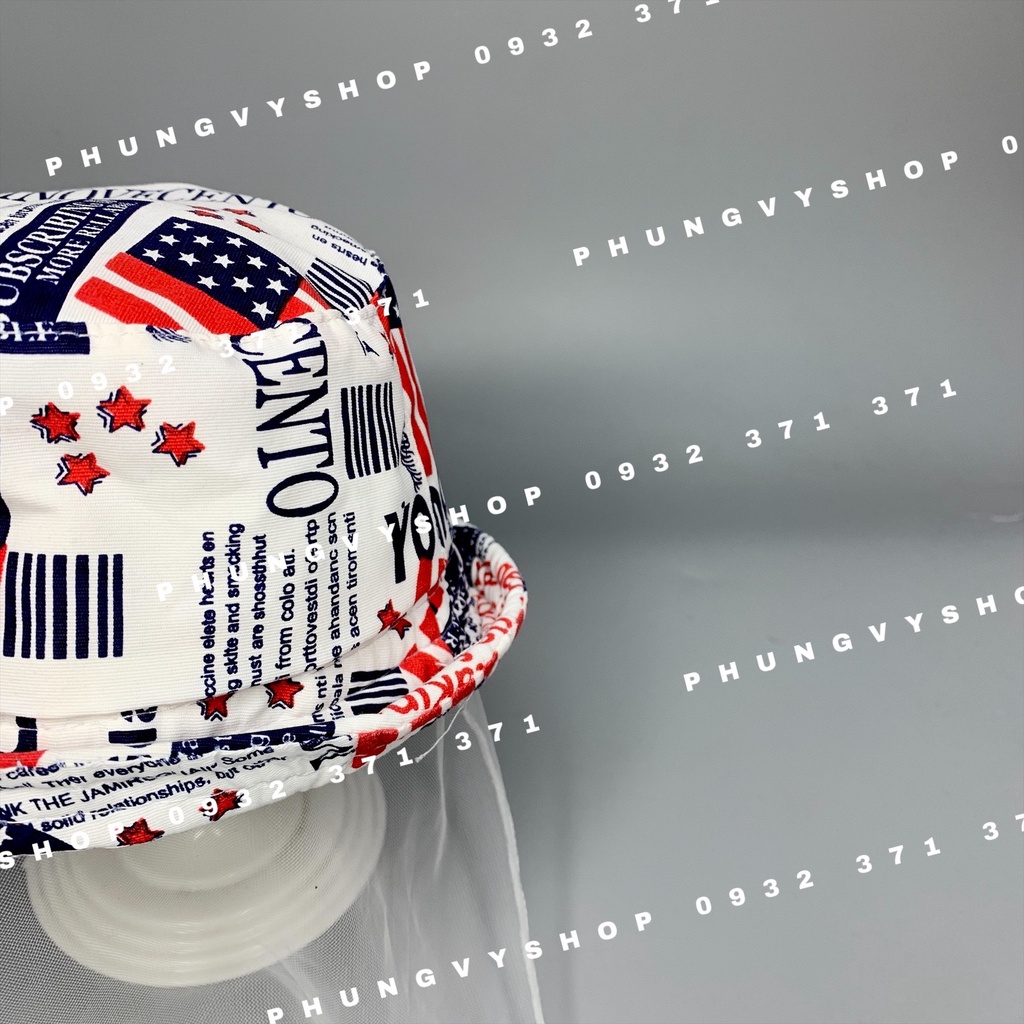 Mũ cho bé có khăn voan cản gió che bụi cho bé sơ sinh- LÁ CỜ MY- nón trai gái