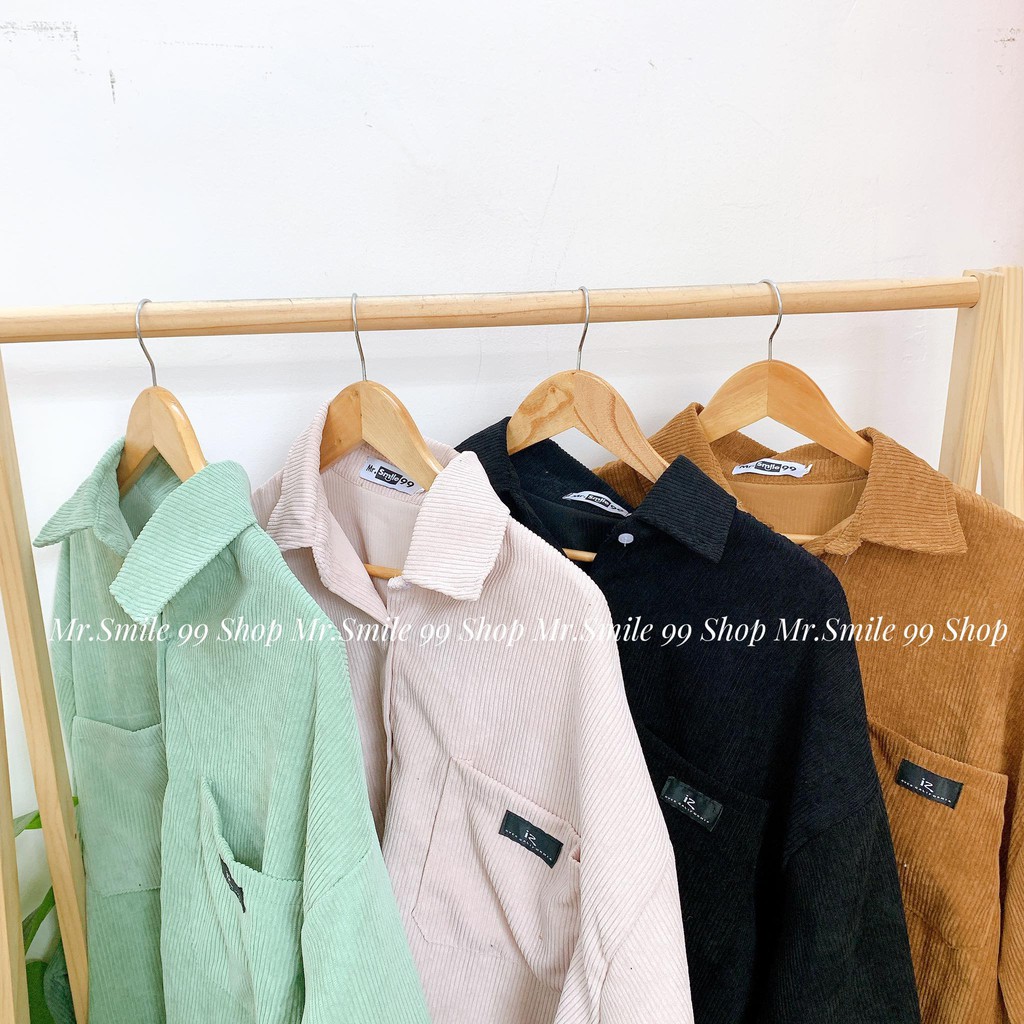 [Hình Thật] Áo Sơ Mi Nhung Tăm/ Nhung Gân Kupi tay dài Nam/Nữ Unisex Mr Smile 99 Shop | BigBuy360 - bigbuy360.vn