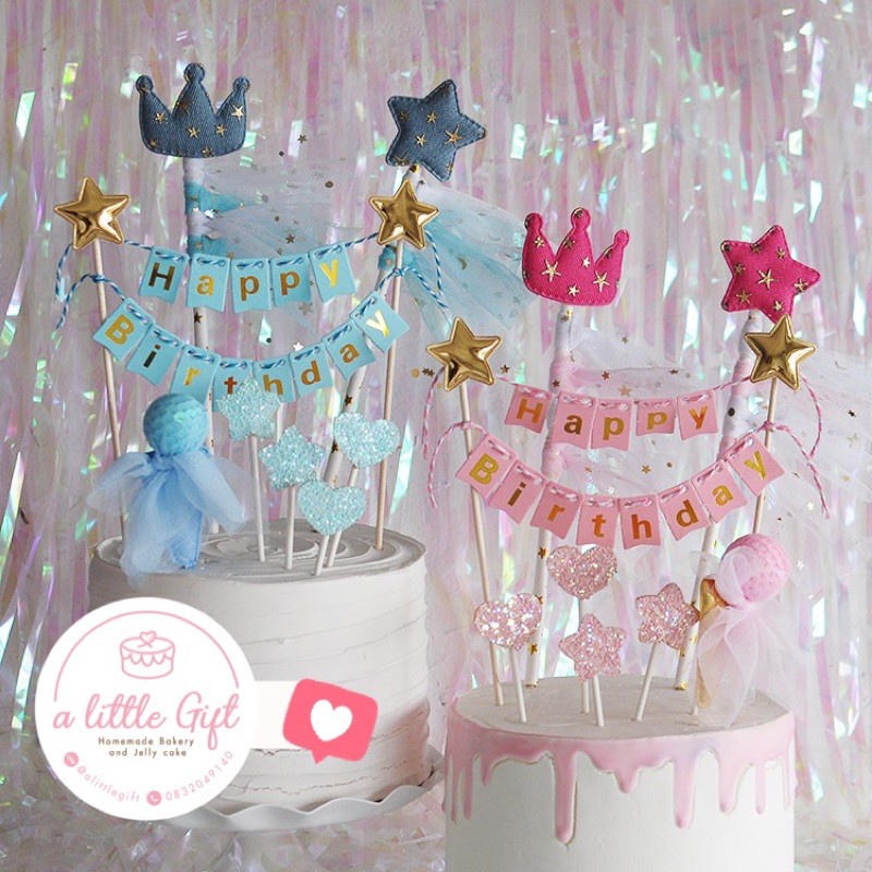 Giấy Thêu Chữ Happy Birthday Dán Trang Trí Bánh Kem