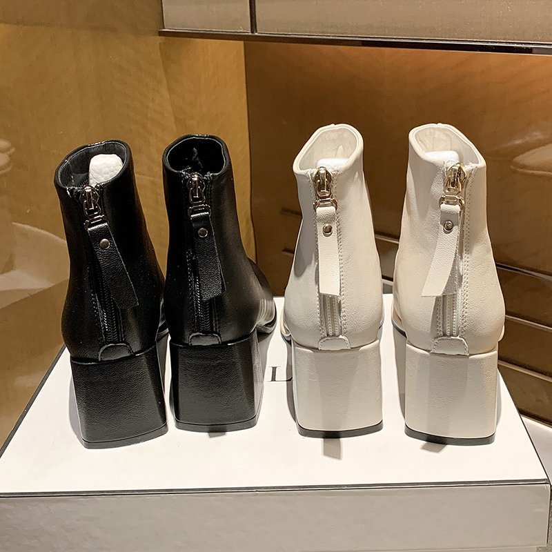 Giày bốt da mềm đế vuông 6inch chất lượng cao dành cho bạn nữ | BigBuy360 - bigbuy360.vn