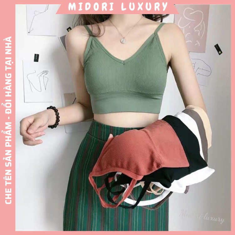Áo lót bra cotton co dãn màu Vintage cực đẹp, Áo hai dây mút sãn không gọng Sexy - A1217