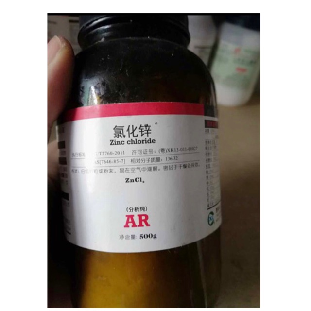 Kẽm clorua ZnCl2 lọ 500g Zinc chloride Xylong CAS 7646-85-7