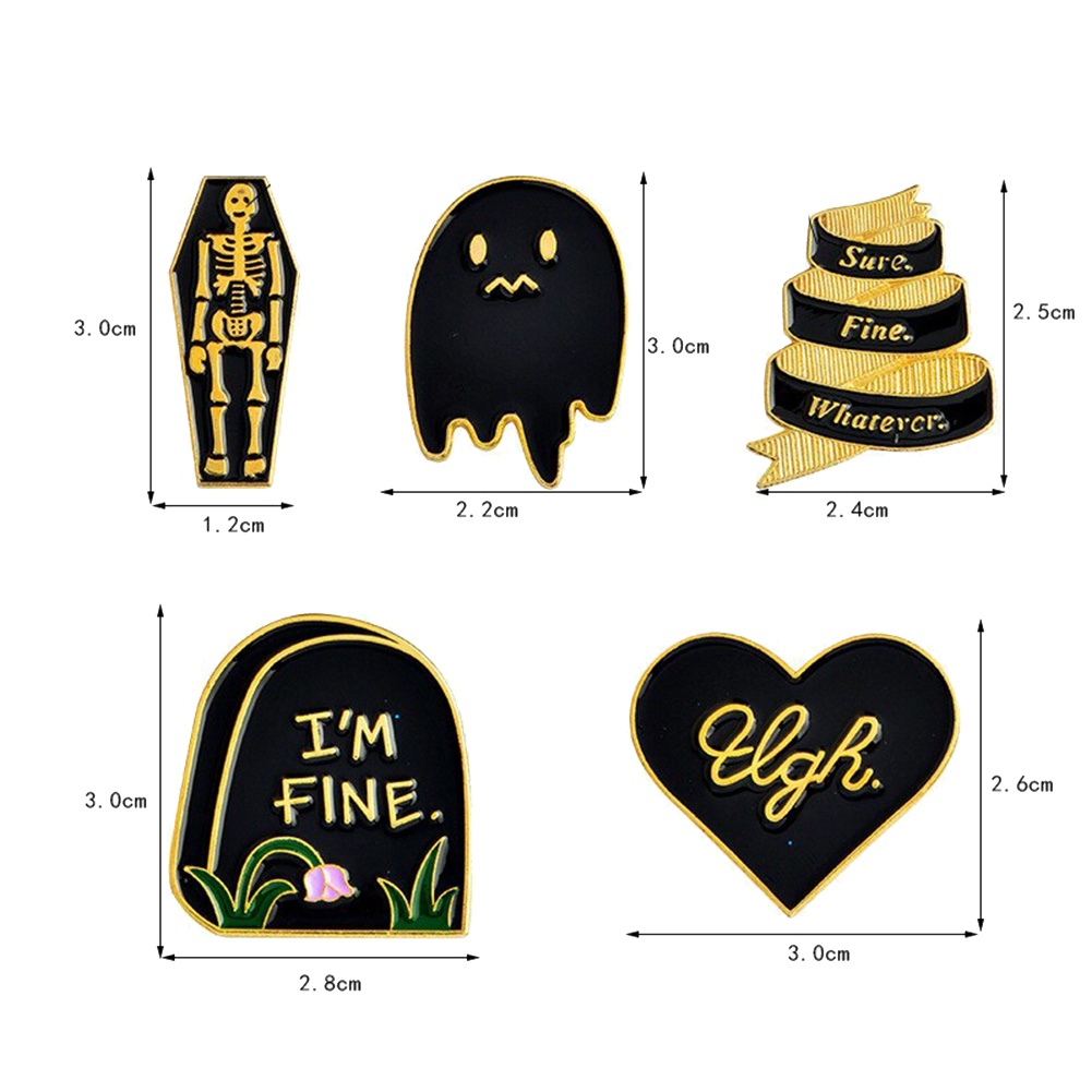Ghim cài hình bộ xương/bia mộ chủ đề Halloween độc đáo
