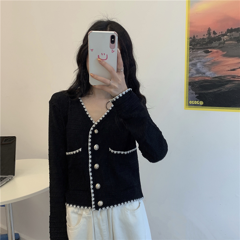 Áo dệt kim tay dài lưng cao dáng ôm phong cách thời trang mùa thu cho nữ