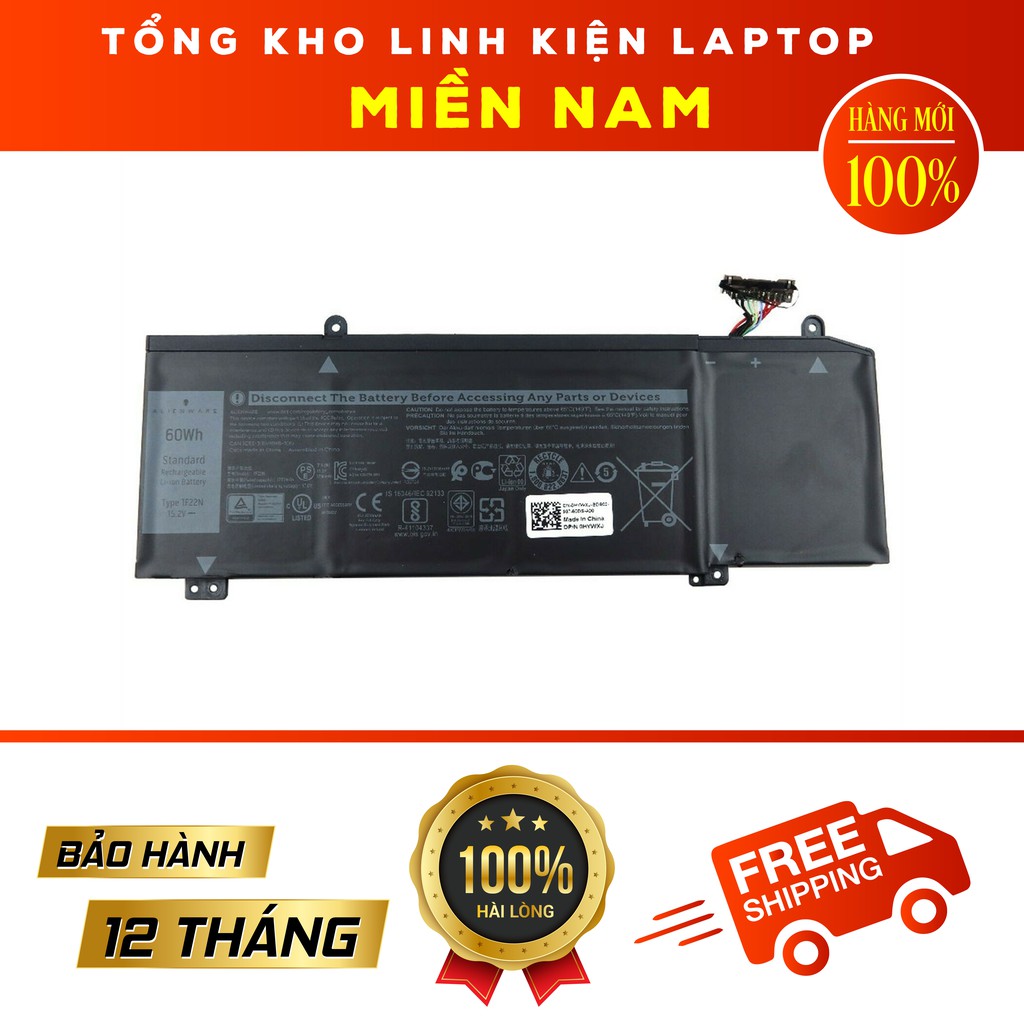 Pin Laptop Dell  Alienware M15 M17 Dell G5 15 5590 G7 17 7490 7790 Loại 60WH với mã pin 1F22N Hàng Zin