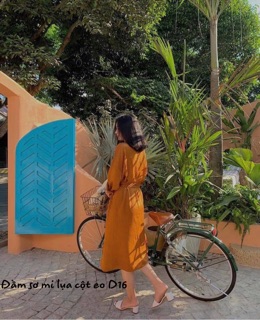 Bigsize Đầm sơ mi lụa cột eo D16