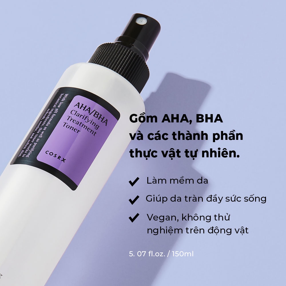 Set toner COSRX AHA/BHA Clarifying Treatment Toner 150ml + 24 miếng dán mụn | BigBuy360 - bigbuy360.vn