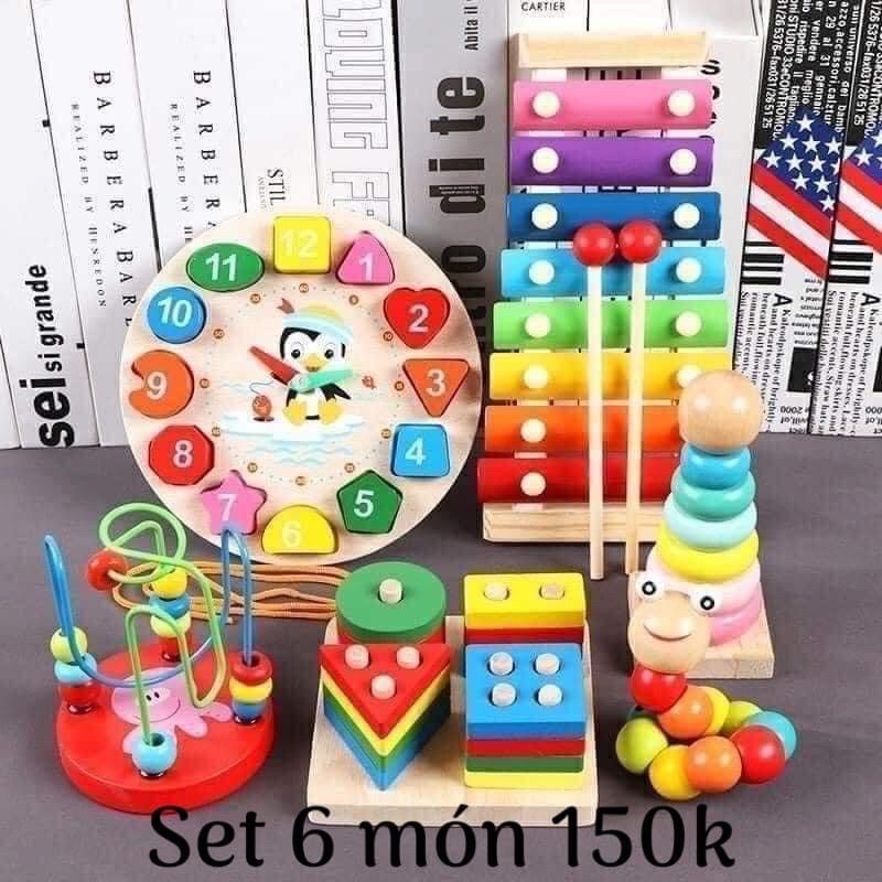SET 6 MÓN ĐỒ CHƠI GỖ MONTESSORI