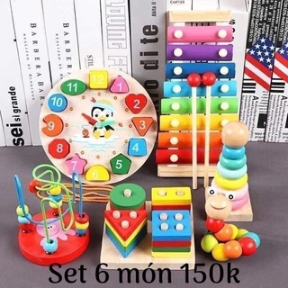Set 6 món đồ chơi gỗ montessori