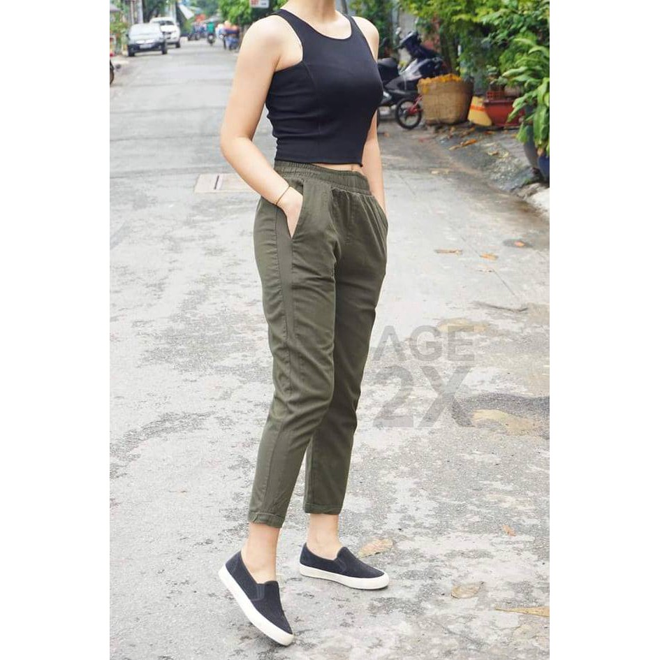 [cam kết hàng đẹp] Quần baggy kaki lưng thun lên phom siêu đẹp