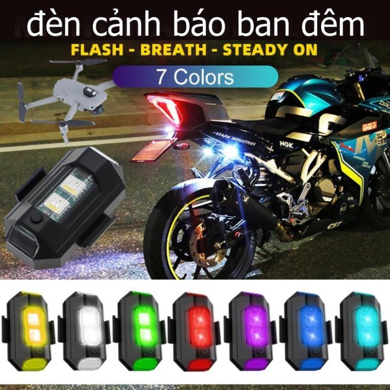 Đèn LED Nhấp Nháy Nhiều Chế Độ Màu Gắn Đôi Xe Máy Cảnh Báo
