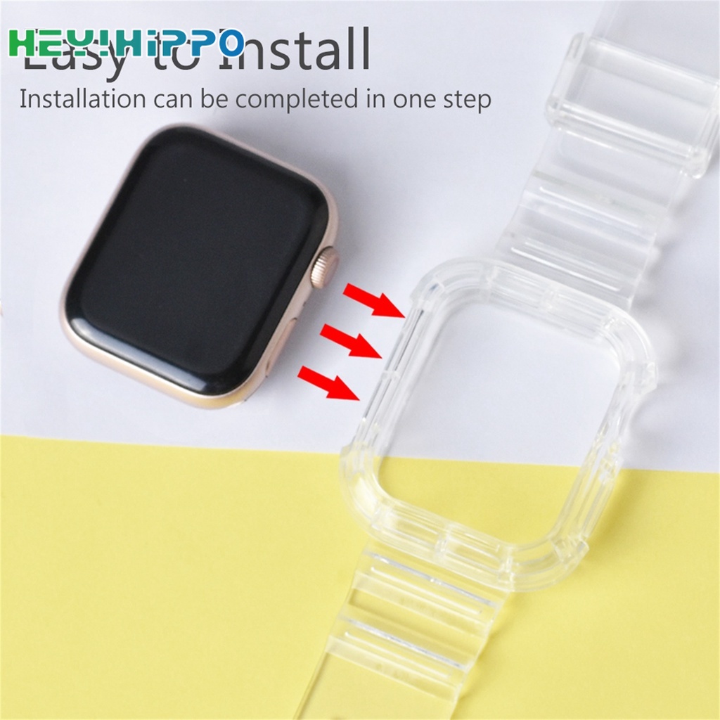 Dây đeo silicon trong suốt thích hợp cho đồng hồ thông minh Apple watch series se 6 5 4 3 38 40 42 44 mm