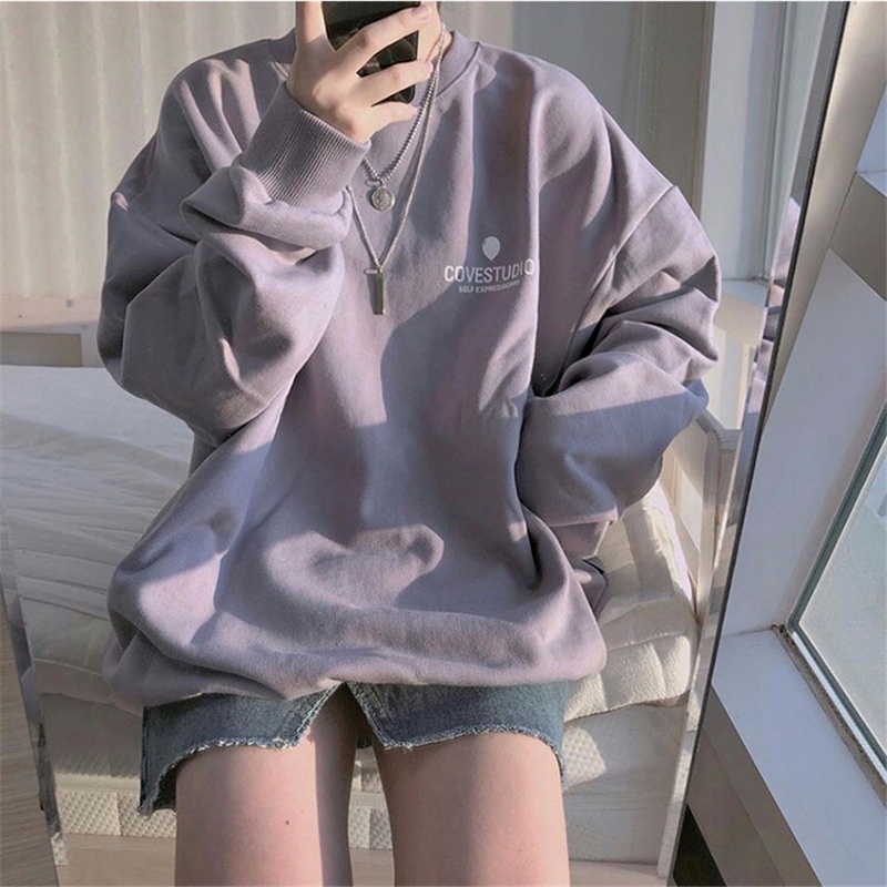 Áo Sweater Tay Dài Cổ Tròn Dáng Rộng Phong Cách Thời Trang Hàn Quốc Cho Nữ | BigBuy360 - bigbuy360.vn