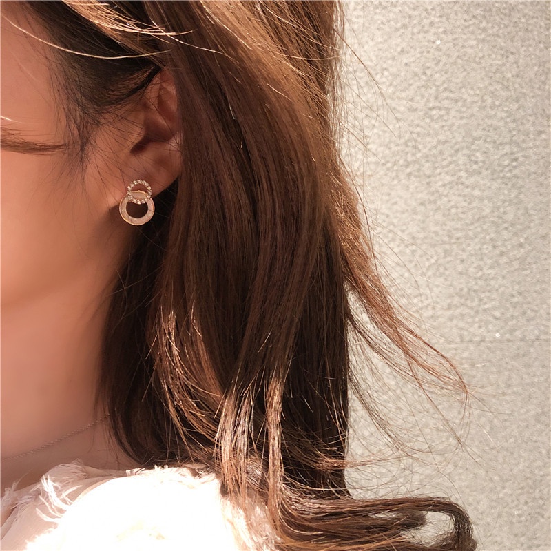 Bông Tai Hình Trái Tim Đính Đá Đơn Giản Phong Cách Hàn Quốc Thời Trang Cho Nữ