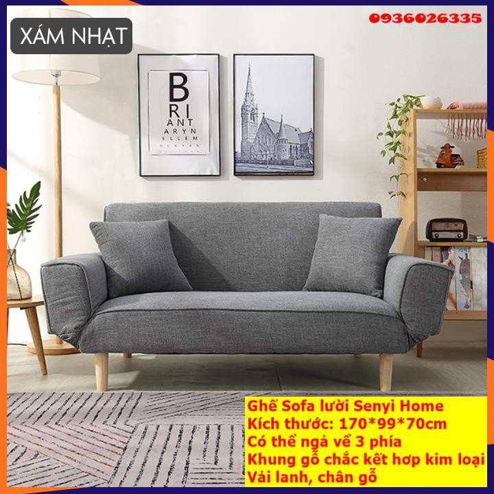 Ghế sofa giường đa năng, chất liệu vải lanh ,có ngả lưng, ngả tay