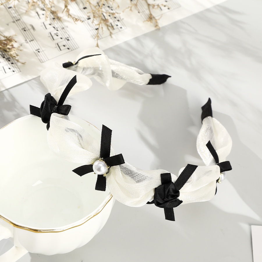 Băng Đô Vải Lưới Đính Ngọc Trai Và Hoa Hồng Thời Trang Hàn Quốc Cho Nữ