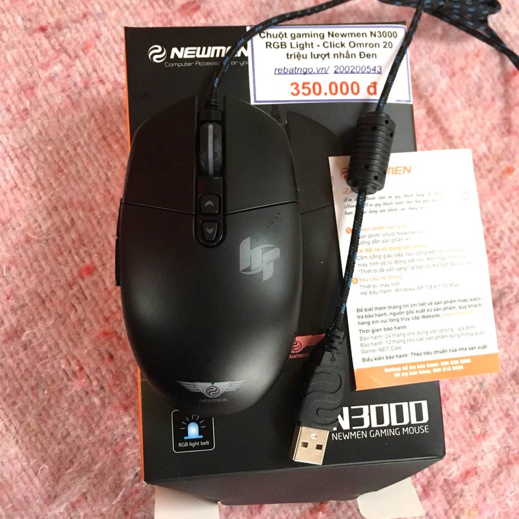 Chuột gaming Newmen N3000 RGB Light - Đen - Click Omron 20 triệu lượt nhấn