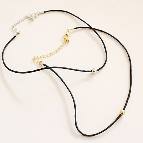 Vòng cổ choker giả da phối hạt thời trang