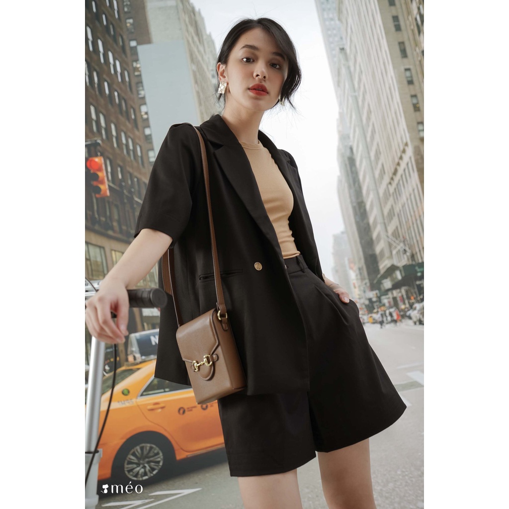 Áo blazer nữ Méo shop cộc tay có túi nắp Posh