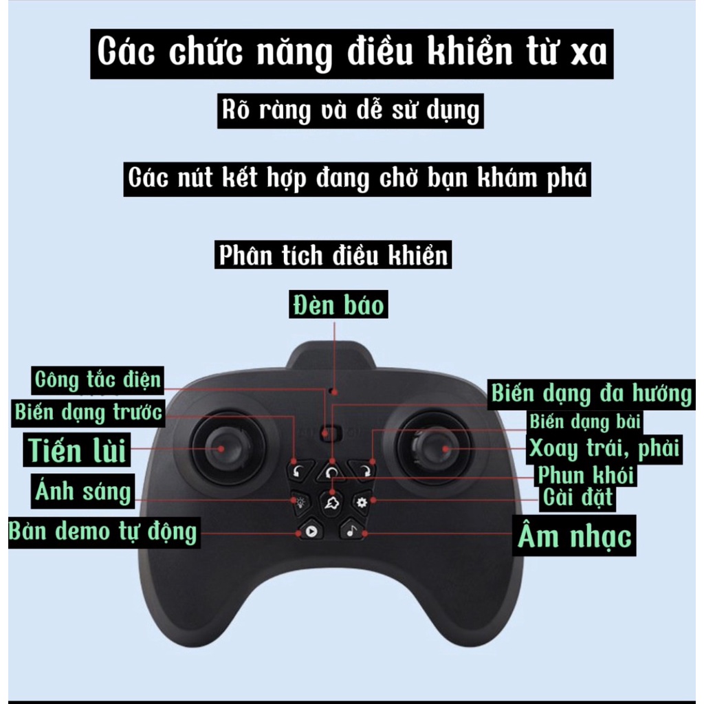 Xe Ô Tô 8 Bánh Điều Khiển Từ Xa, Cảm Biến, Biến Dạng Bánh Vượt Địa Hình