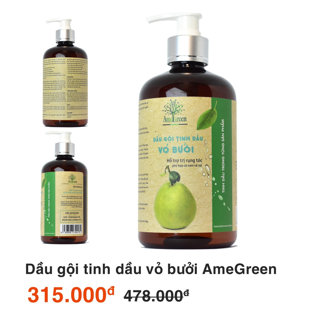 [Chính hãng] Dầu Gội Vỏ Bưởi Amegreen Trị Rụng Tóc 2020