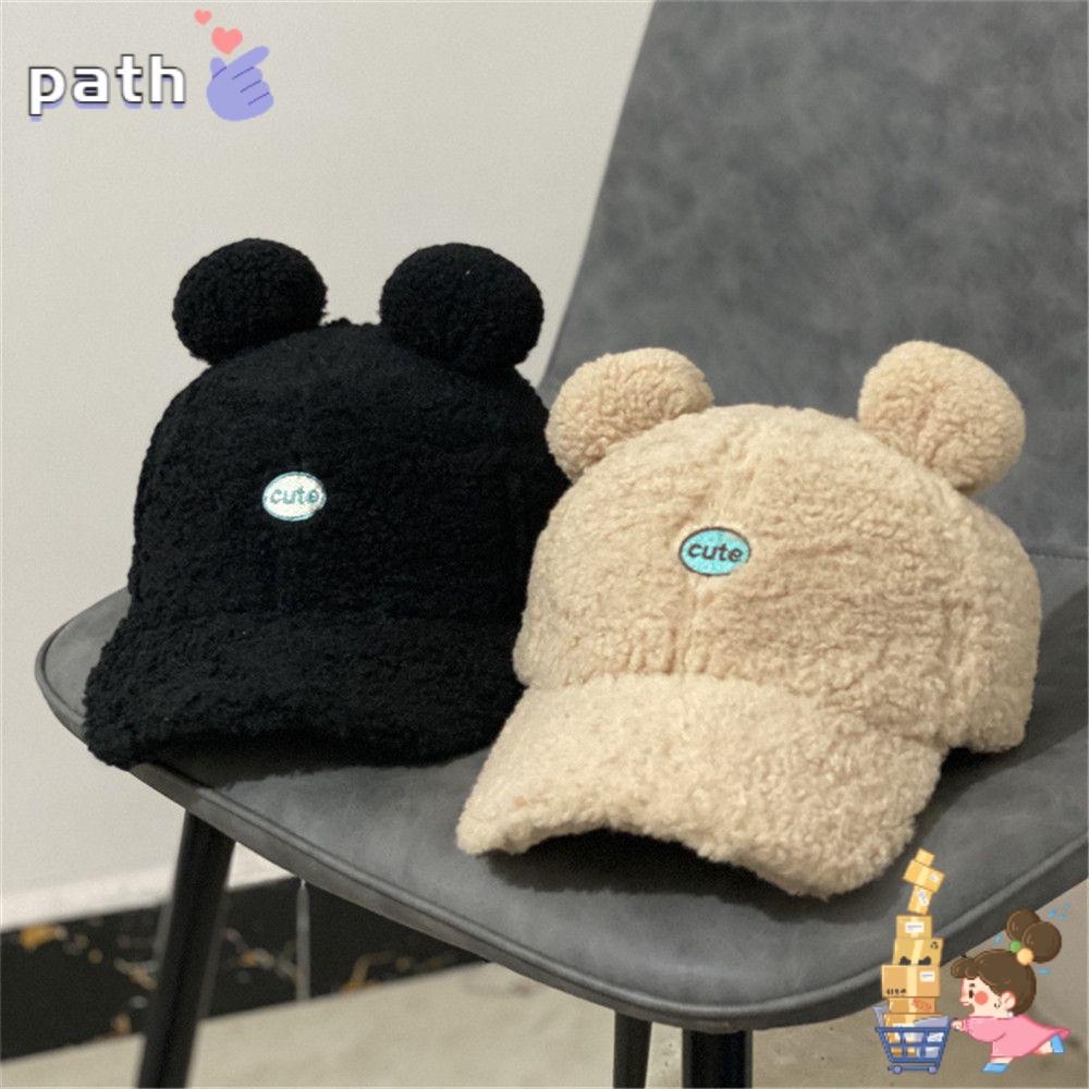 ♪Con đường♪ Mũ Lưỡi Trai Dày Dặn Đính Tai Gấu Kiểu Hip-Hop Cá Tính
