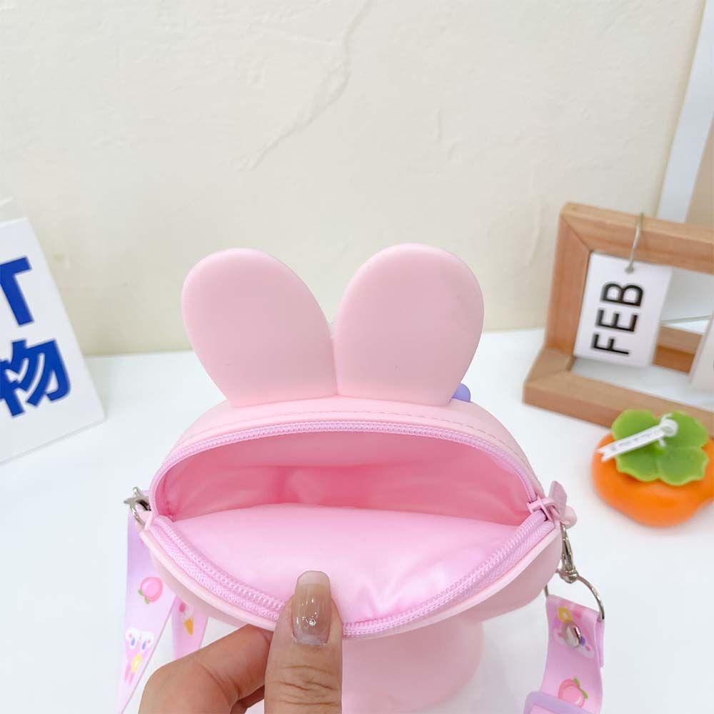 Túi Đeo Vai Mini Bằng Silicon Mềm Hình Gấu / Thỏ Hoạt Hình Lấp Lánh Thời Trang